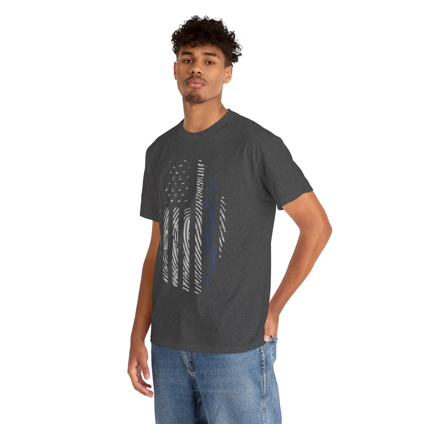 Distressed American Flag Fingerprint Tee