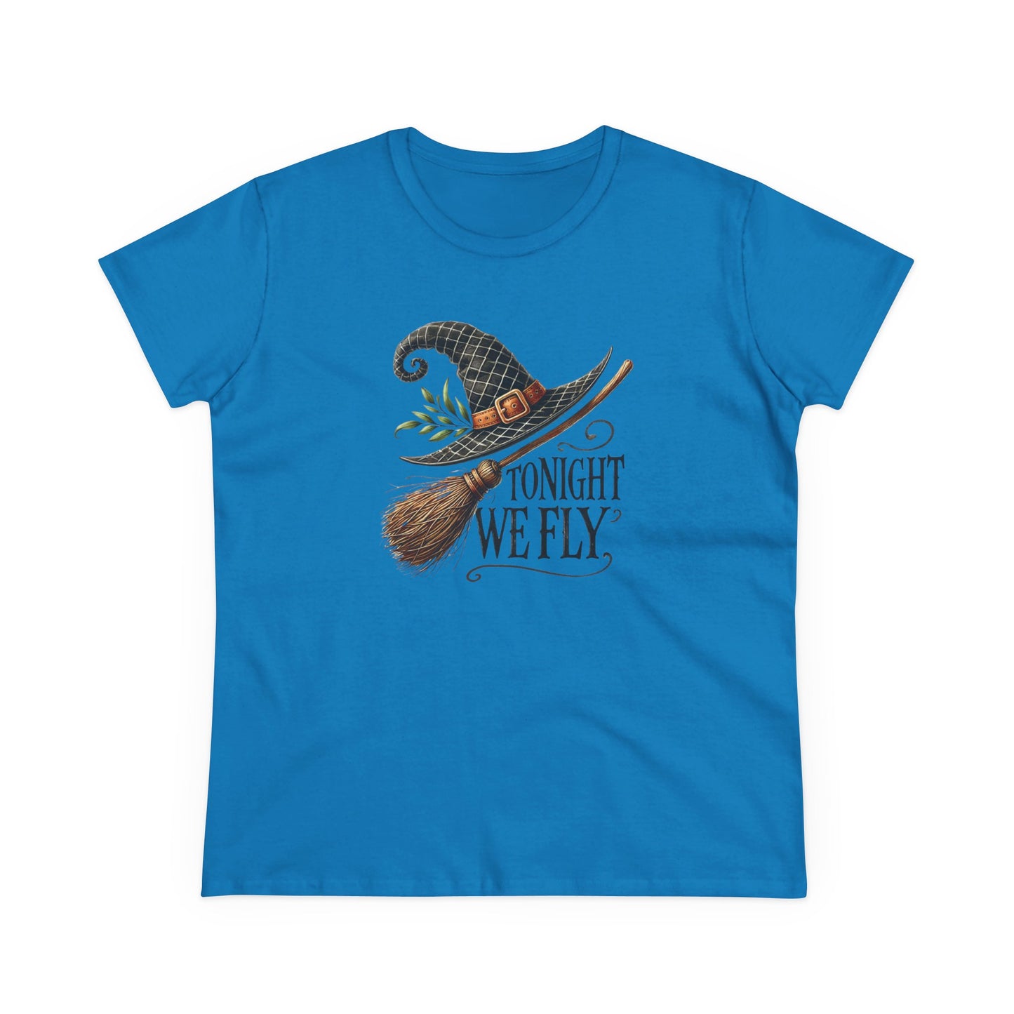 Halloween Woman's Cotton Tee - Tonight We Fly, Witch T-Shirt, Spooky Season Shirt, Fall Fashion, Gift for Her