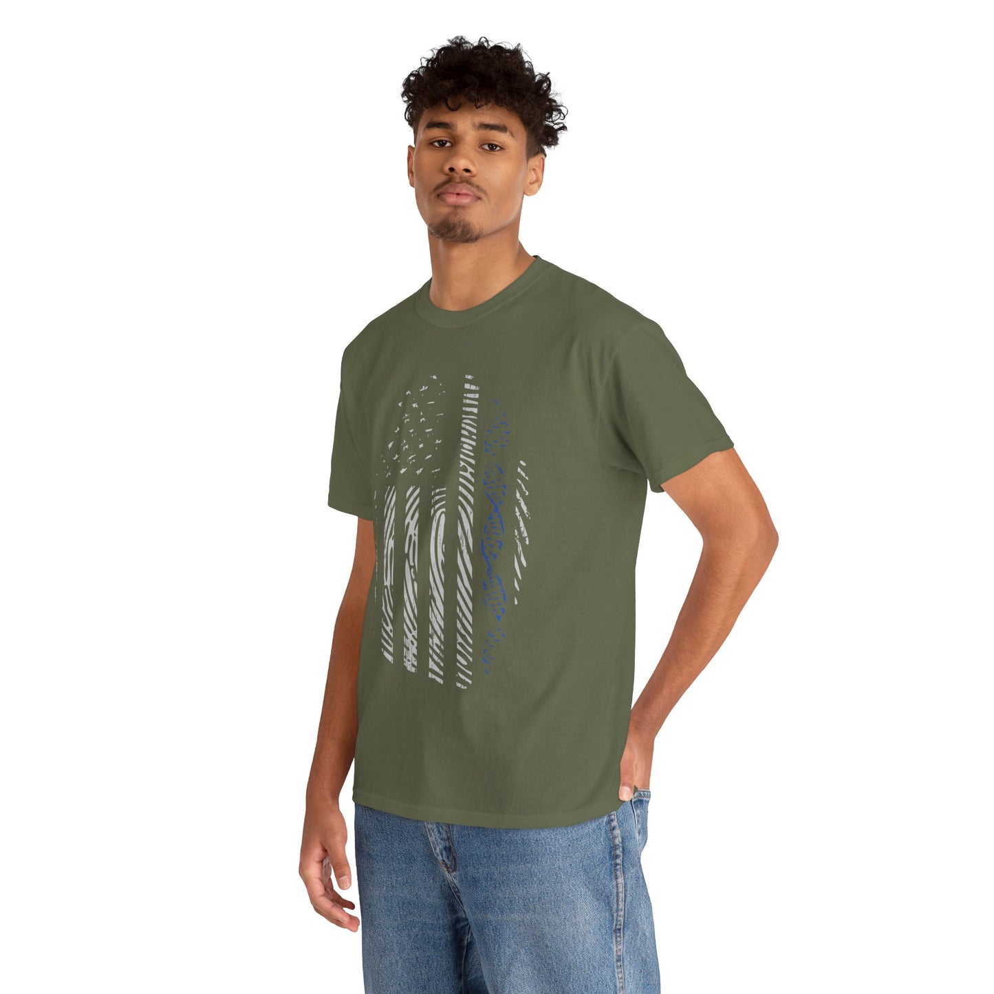 Distressed American Flag Fingerprint Tee
