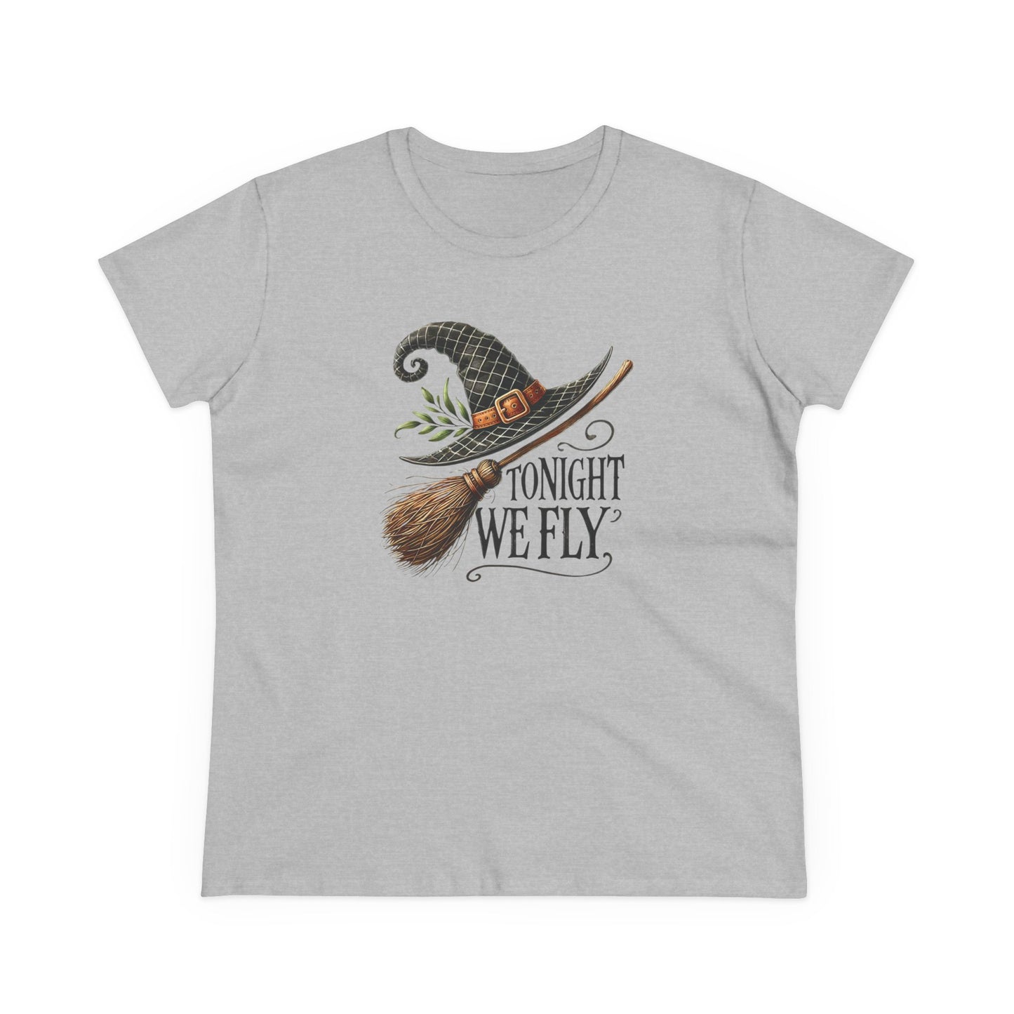 Halloween Woman's Cotton Tee - Tonight We Fly, Witch T-Shirt, Spooky Season Shirt, Fall Fashion, Gift for Her