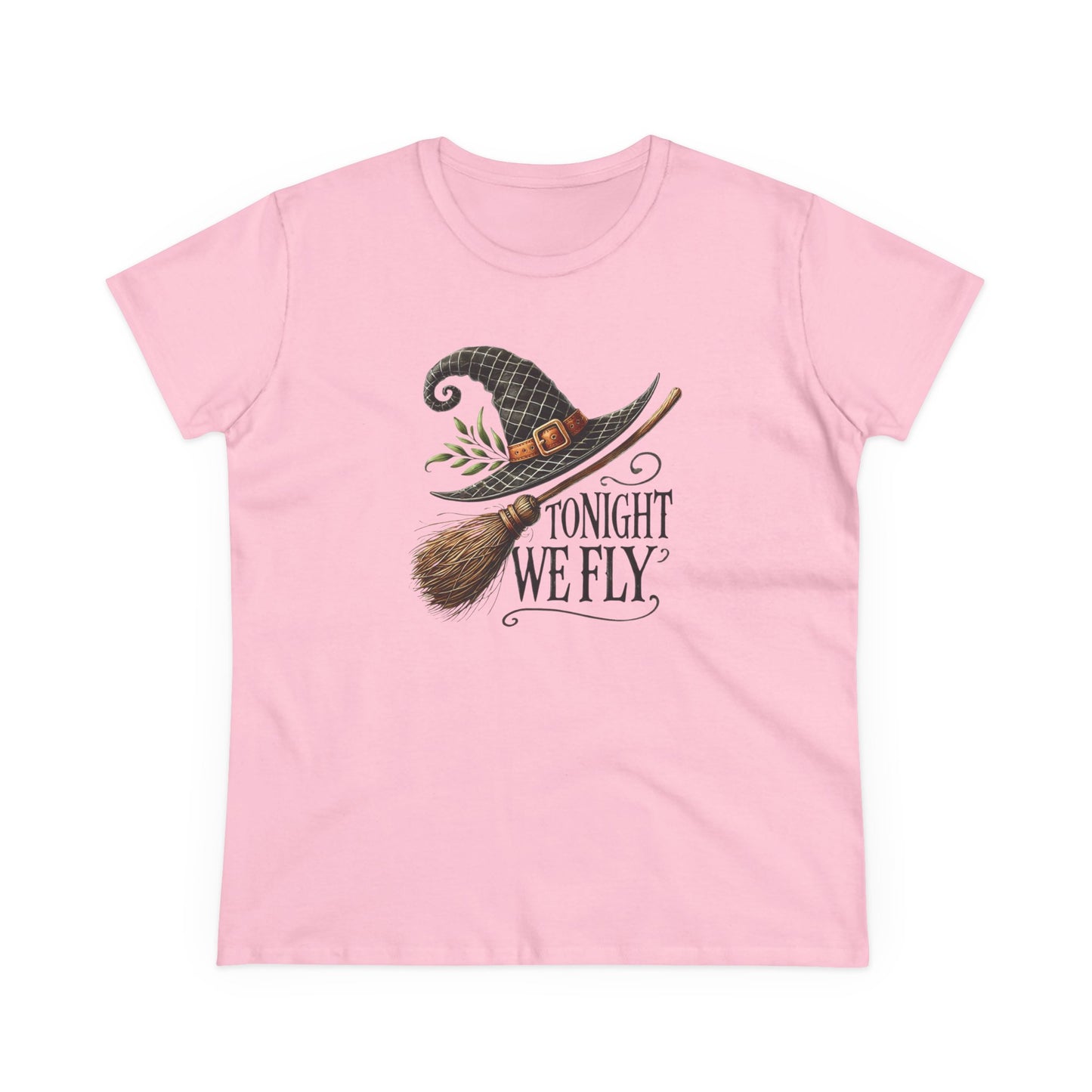 Halloween Woman's Cotton Tee - Tonight We Fly, Witch T-Shirt, Spooky Season Shirt, Fall Fashion, Gift for Her